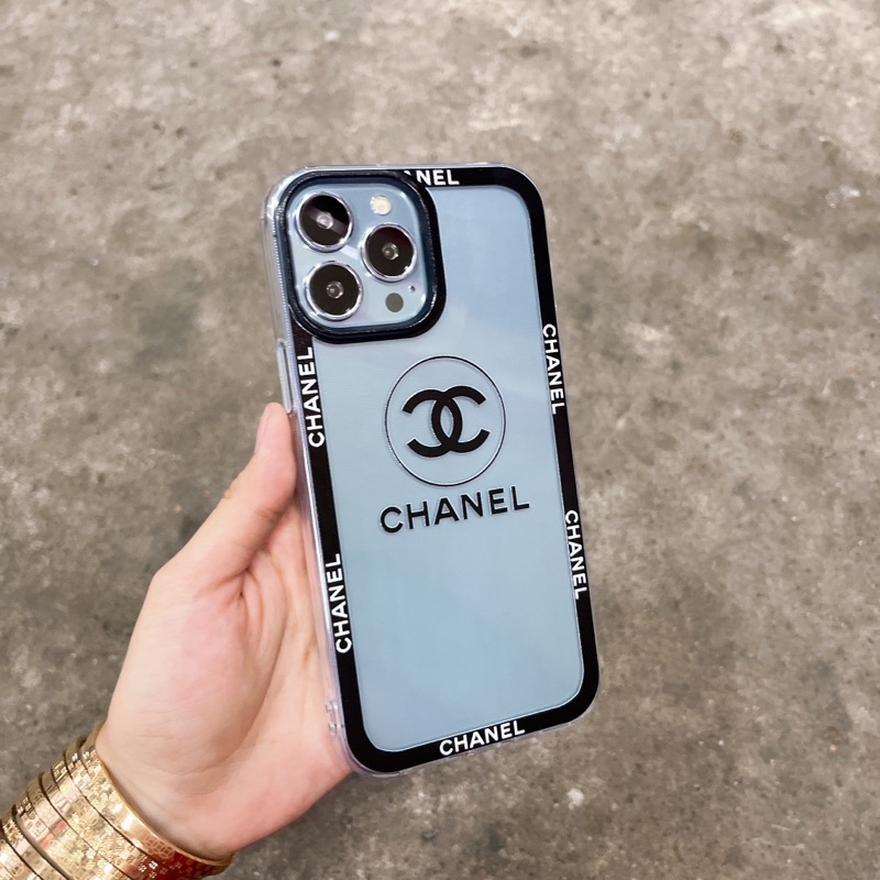 Ốp lưng iphone silicon trong suốt dày 2mm chống ố hoạ tiết Cha.nel dành cho iphone
