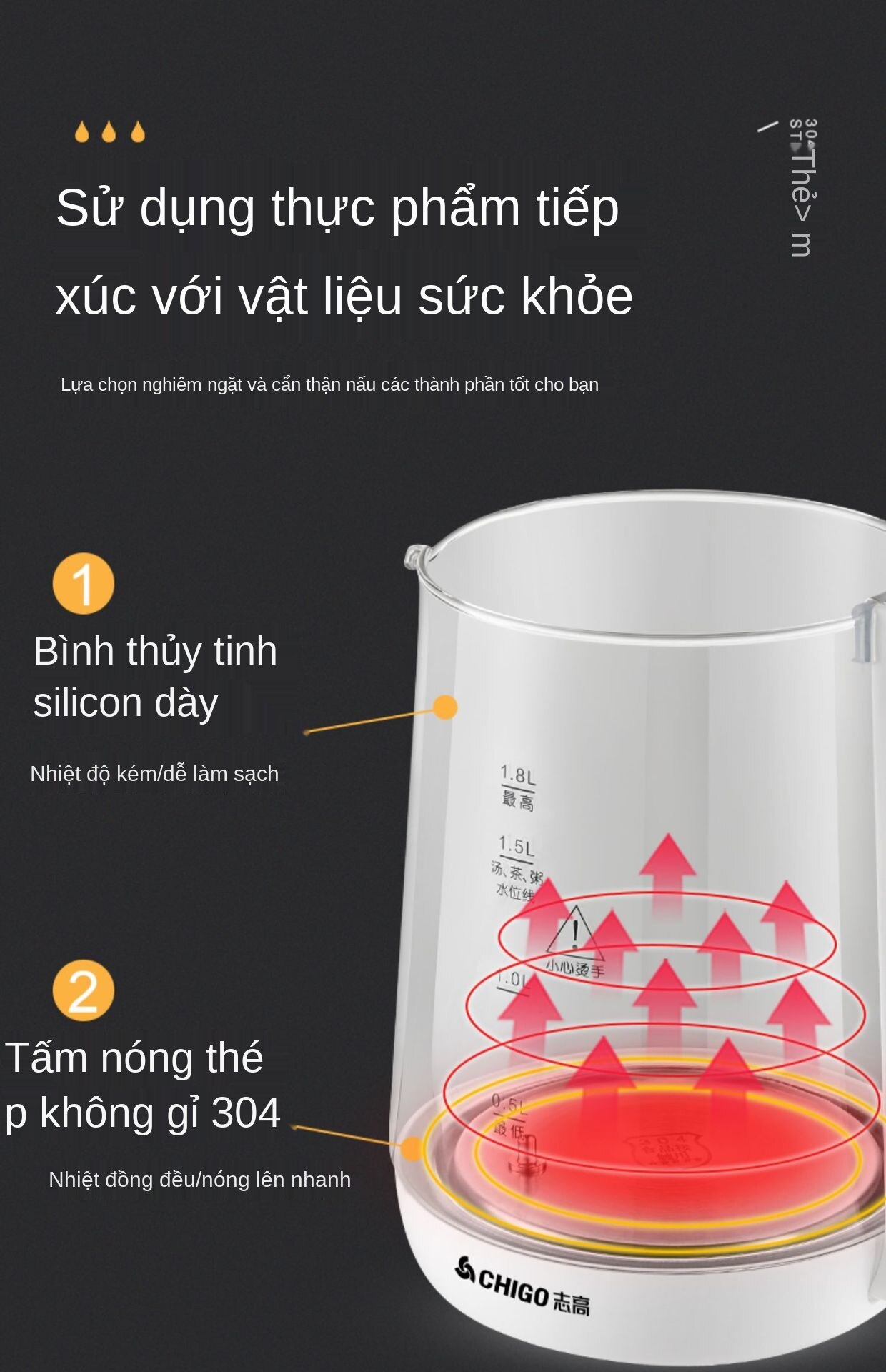 Ấm Điện ，Nồi Thủy Tinh ，Tự Động Gia Đình Đa Chức Năng ，Văn Phòng Trà Ấm Điện Đun Nước