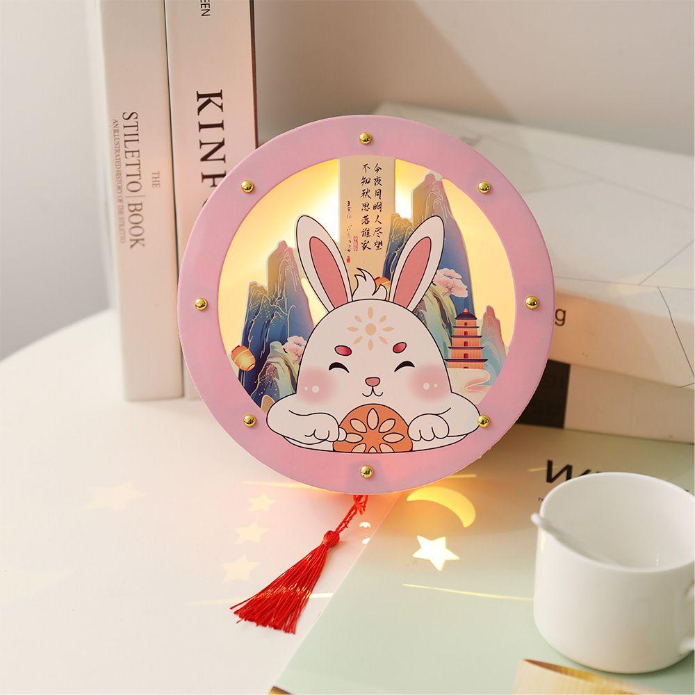 Lồng Đèn Giấy Hình Tròn In Họa Tiết Thỏ Hoạt Hình Phong Cách Trung Hoa Cổ Điển Độc Đáo Trang Trí Tiệc Tùng Cho Bé