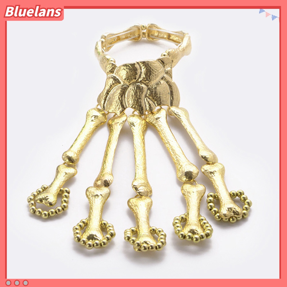 Vòng Đeo Tay Kèm Nhẫn Hình Xương Bàn Tay Phong Cách Gothic Punk 48h