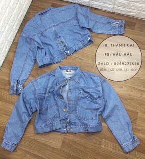 Áo khoác jean lửng nút sau