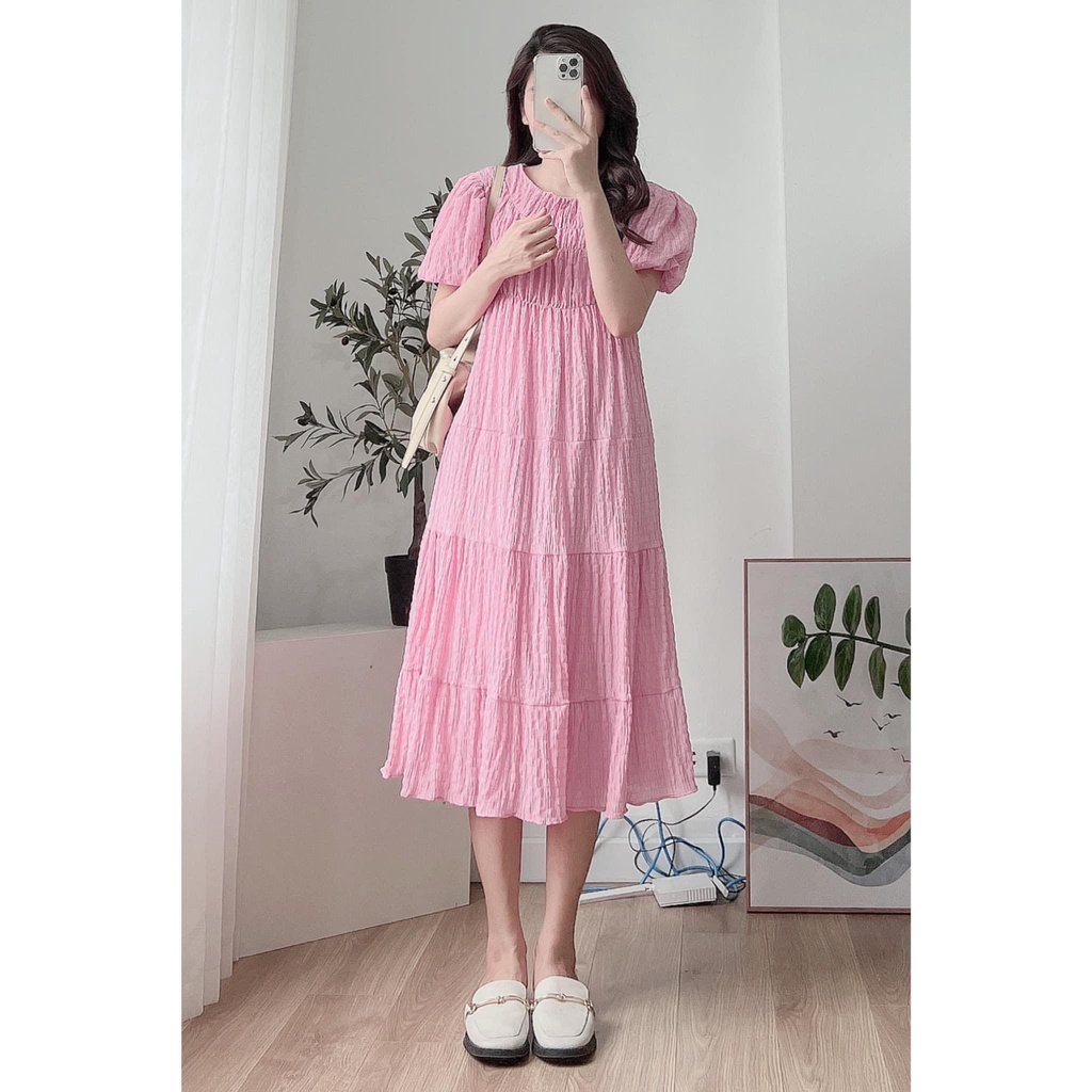 Đầm Maxi Tay Bồng Form Rộng Nhiều Màu Chất Bèo Nhún, Labibi