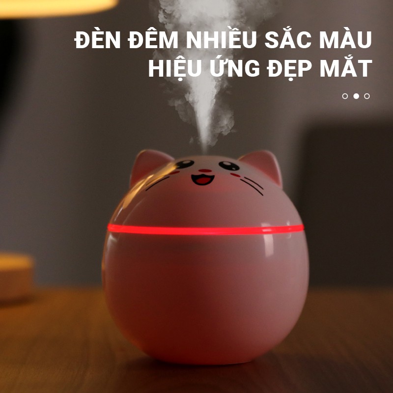 Máy xông tinh dầu khuếch tán phun sương giữ ẩm Cát Thái mèo con mini dung tích 300ml phun tỏa đều