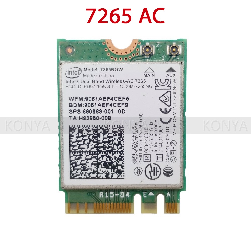 Card wifi 7260NGW băng tần kép - Intel® Wireless-AC 7260 AC 7265 (M.2/NGFF-2230)