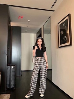 Quần kẻ đính cúc CH12