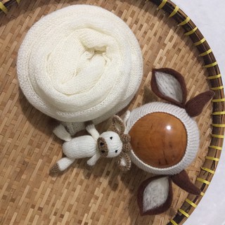 Combo nón và khăn quấn  newborn