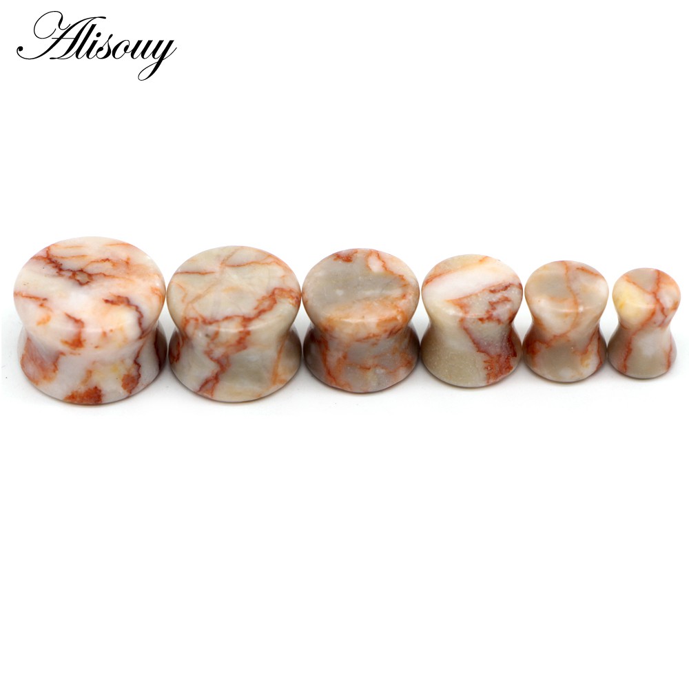 Alisouy Set 2 Khuyên Nong Tai Bằng Đá Hữu Cơ Tự Nhiên 6mm-16mm
