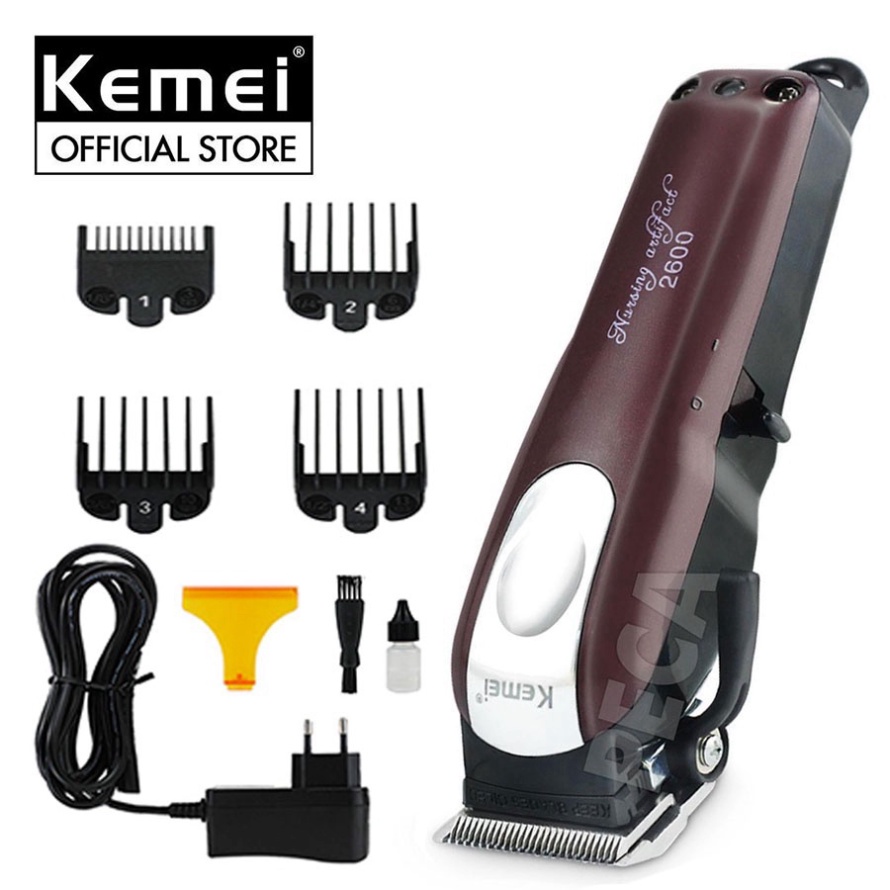 Tông Đơ Cắt Tóc Mẫu Mới Nhất Kemei 2600 SPAIN Công Suất 9w Động Cơ Mạnh Mẽ Lưỡi Carbon Cao Cấp Bền Bỉ freeship