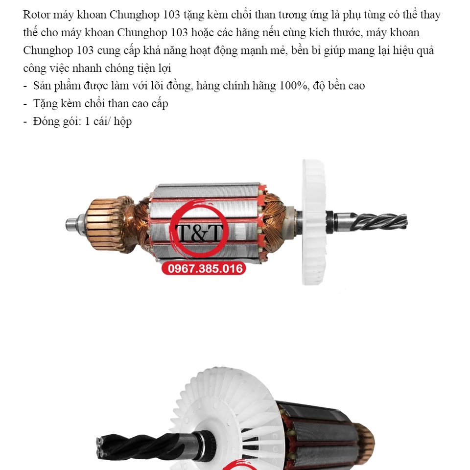 Rotor máy khoan Chunghop 103 tặng kèm chổi than