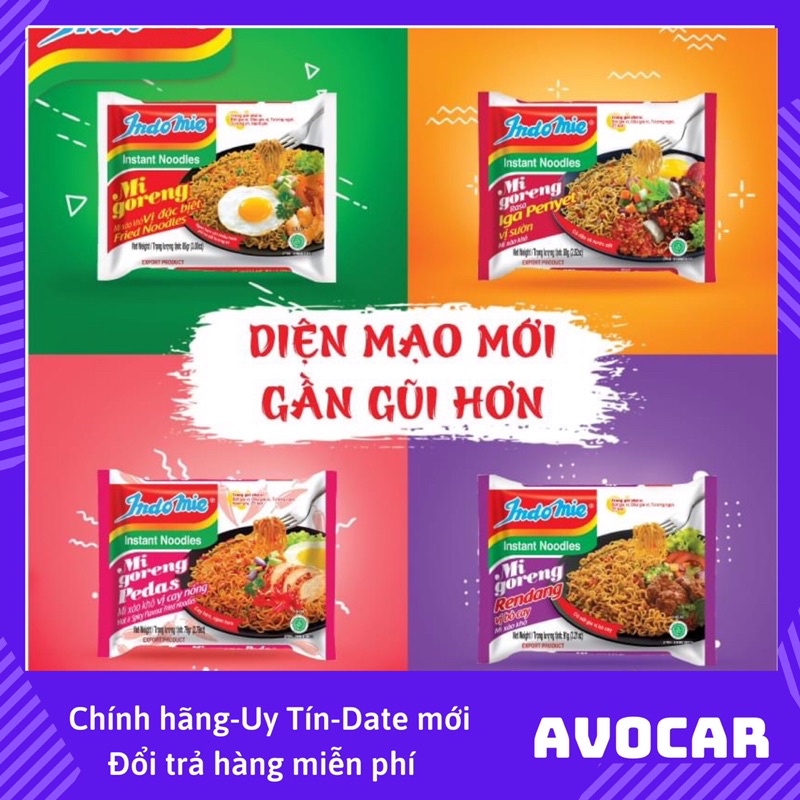 Mì Indomie Mi Goreng 40gói/thùng Mix tuỳ ý, Trắng Đặc Biệt , Avocar Shop