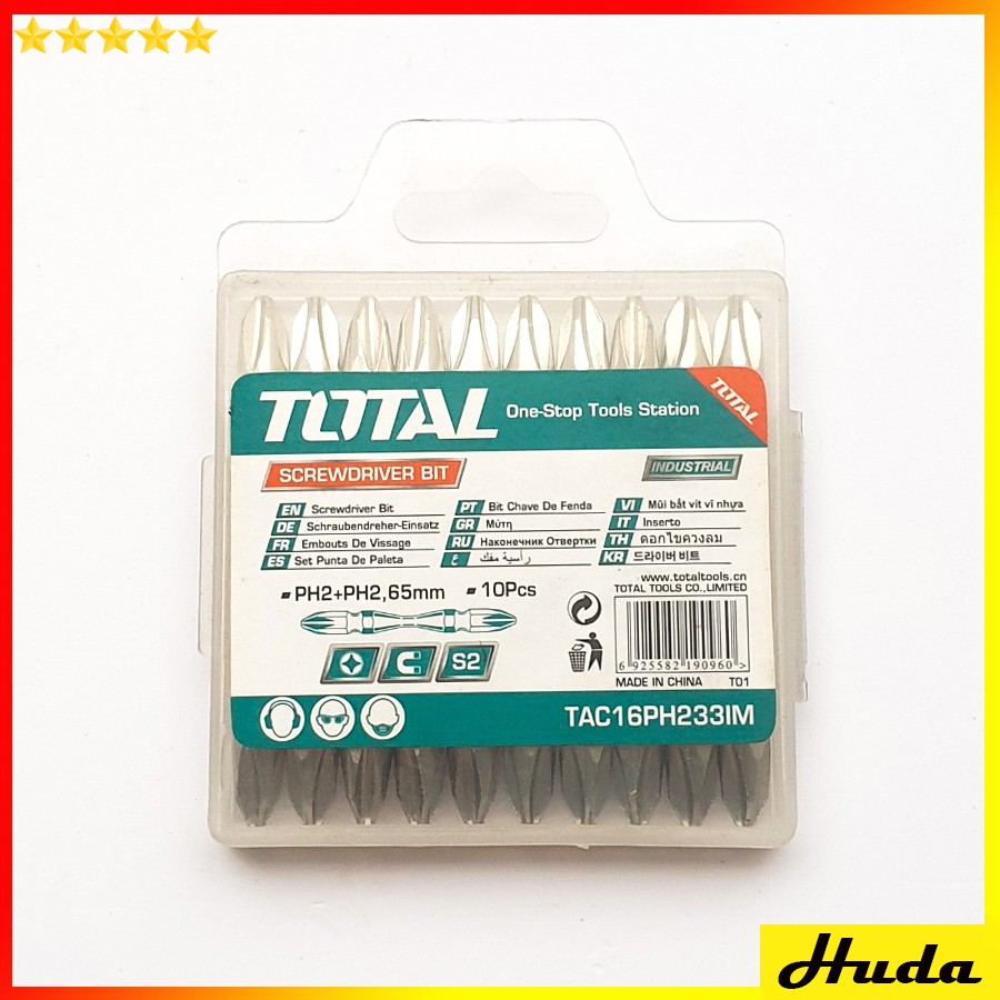 BỘ 10 MŨI SIẾT VÍT 2 ĐẦU PH2+PH2 65 mm TOTAL TAC16PH233IM POI