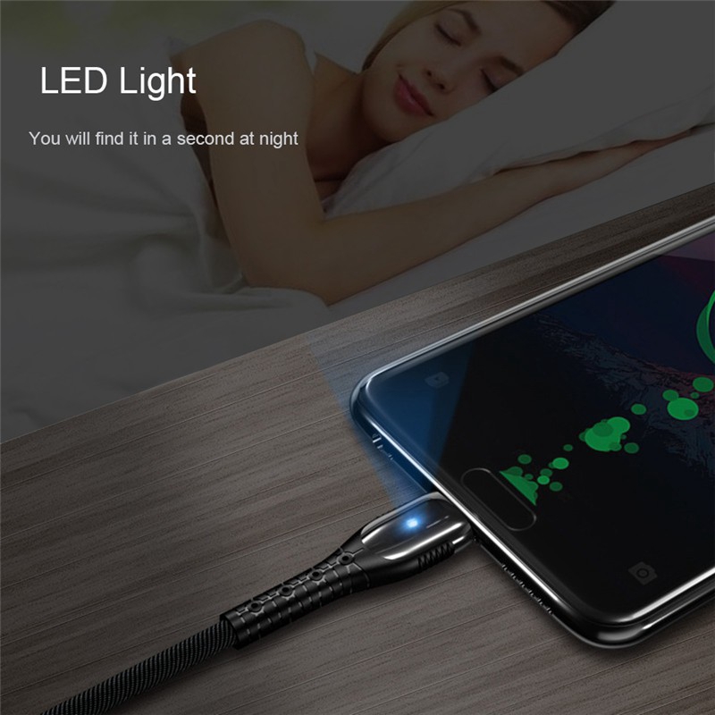 Dây cáp sạc nhanh cổng Micro USB/Type-C/Lightning 3.0 5A tích hợp đèn LED cho iPhone/Huawei/Xiaomi/Samsung/OPPO