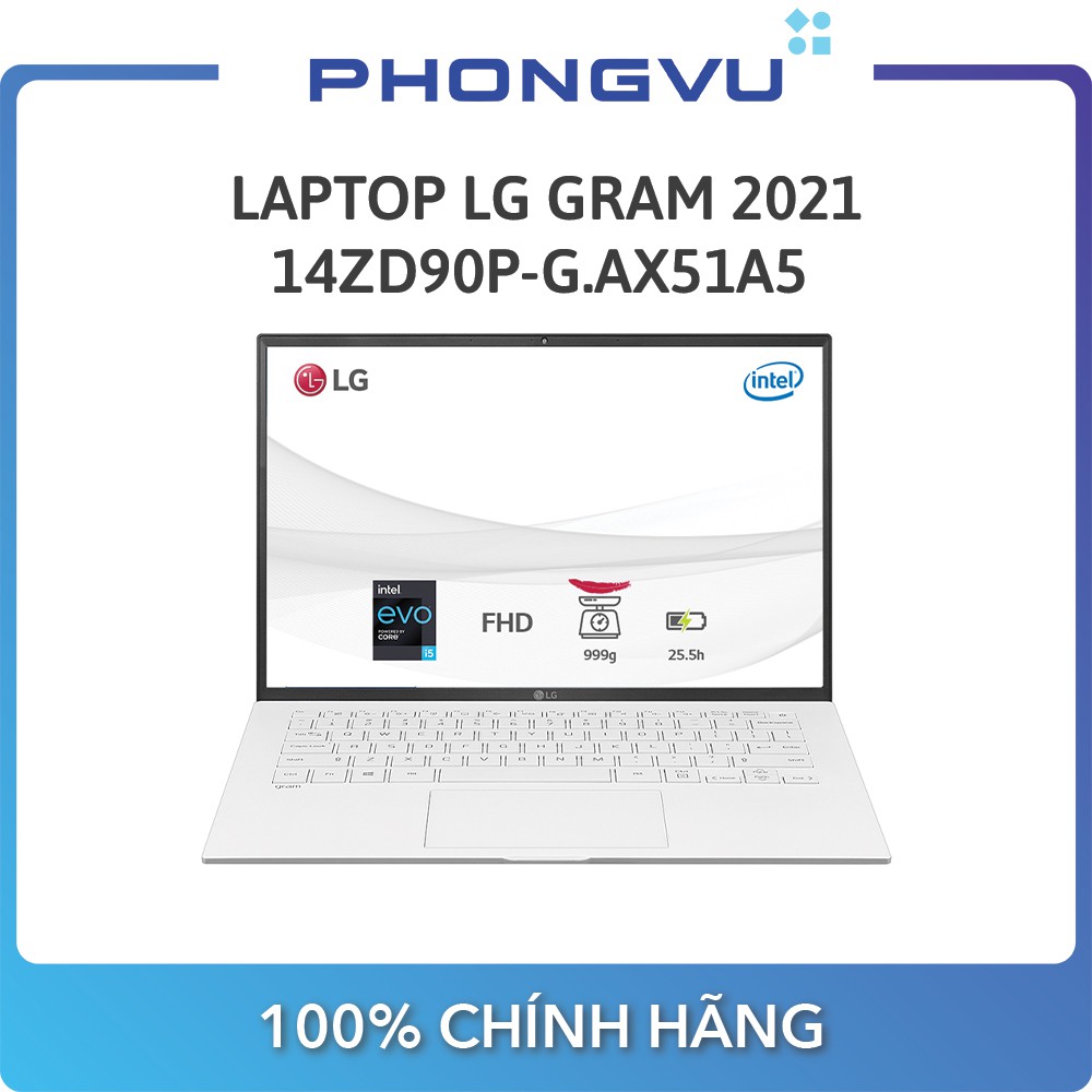 [Mã ELMALL1TR giảm 5% đơn 3TR] Máy tính xách tay/ Laptop LG Gram 2021 14ZD90P-G.AX51A5 (i5-1135G7) (Trắng)