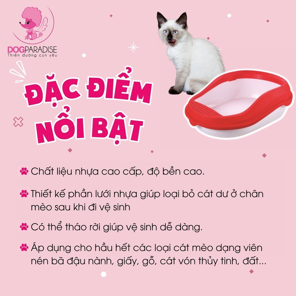 Khay vệ sinh cho mèo Pian Pian chất liệu nhựa cao cấp 50 x 39 x 16 cm - Dog Paradise
