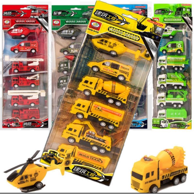 Bộ 6 xe oto máy bay trực thăng chạy cót cho bé