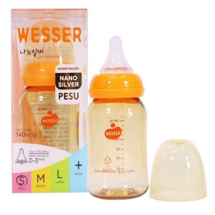 BÌNH SỮA WESSER CỔ HẸP CAO CẤP PESU MẪU MỚI 140ML