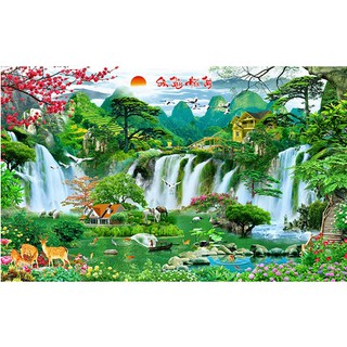 Tranh dán tường 3D phong cảnh Sơn Thủy Hữu Tình UD0324