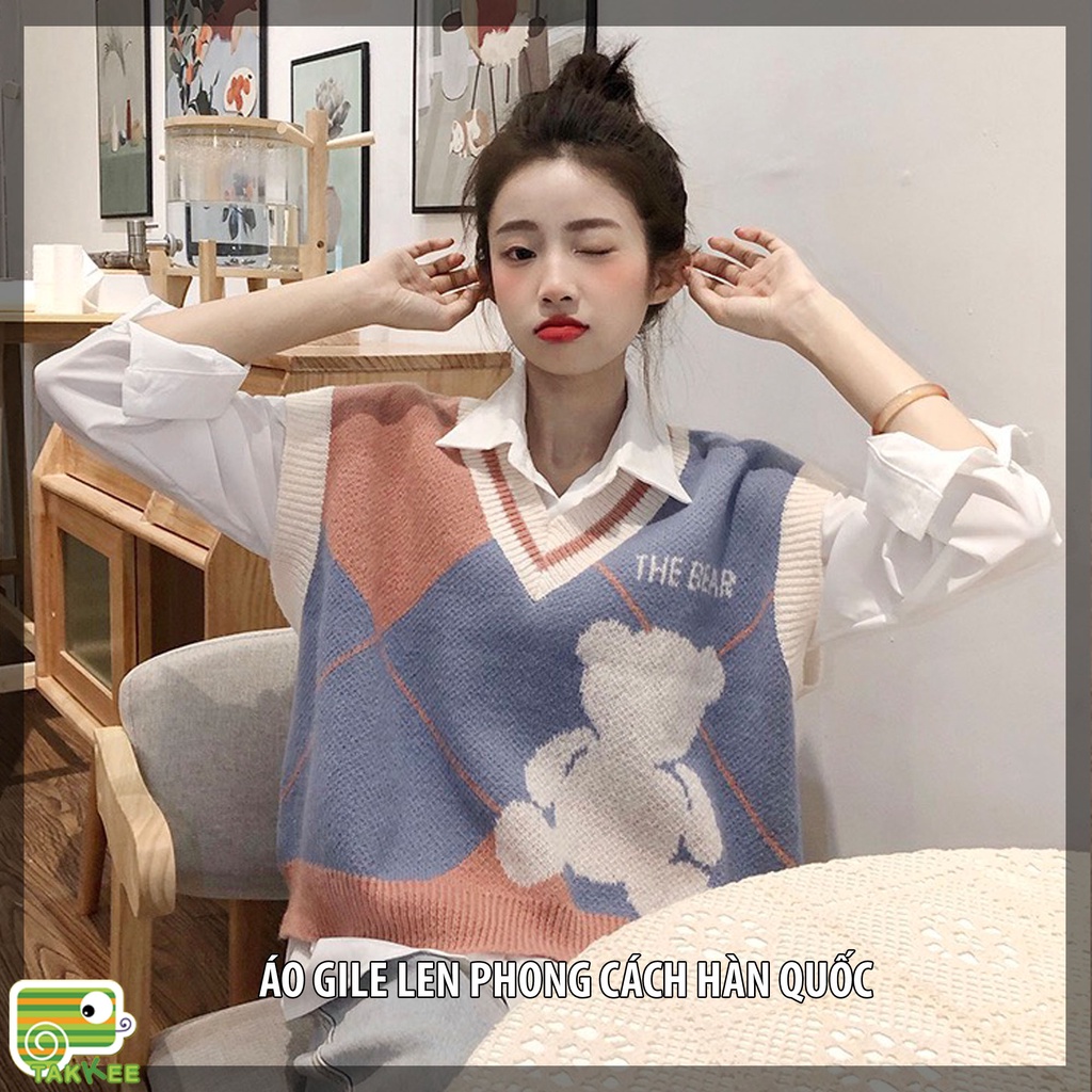 Áo Gile Len Nữ, Áo Len Nữ Thời Trang Phong Cách Trẻ Trung Style Hàn Quốc