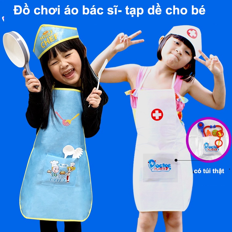 đồ chơi bác sĩ, áo bác sĩ, tạp dề  y tá, tạp dề y tá