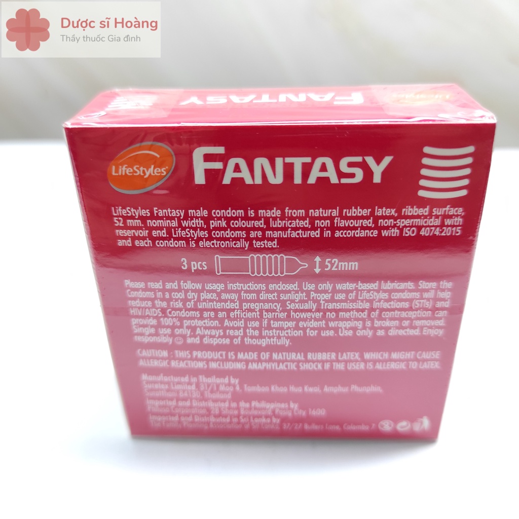 [ CHE TÊN] Bao Cao Su LifeStyles Fantasy Có Gân Ngang Ôm Sát - Hộp 3 Chiếc