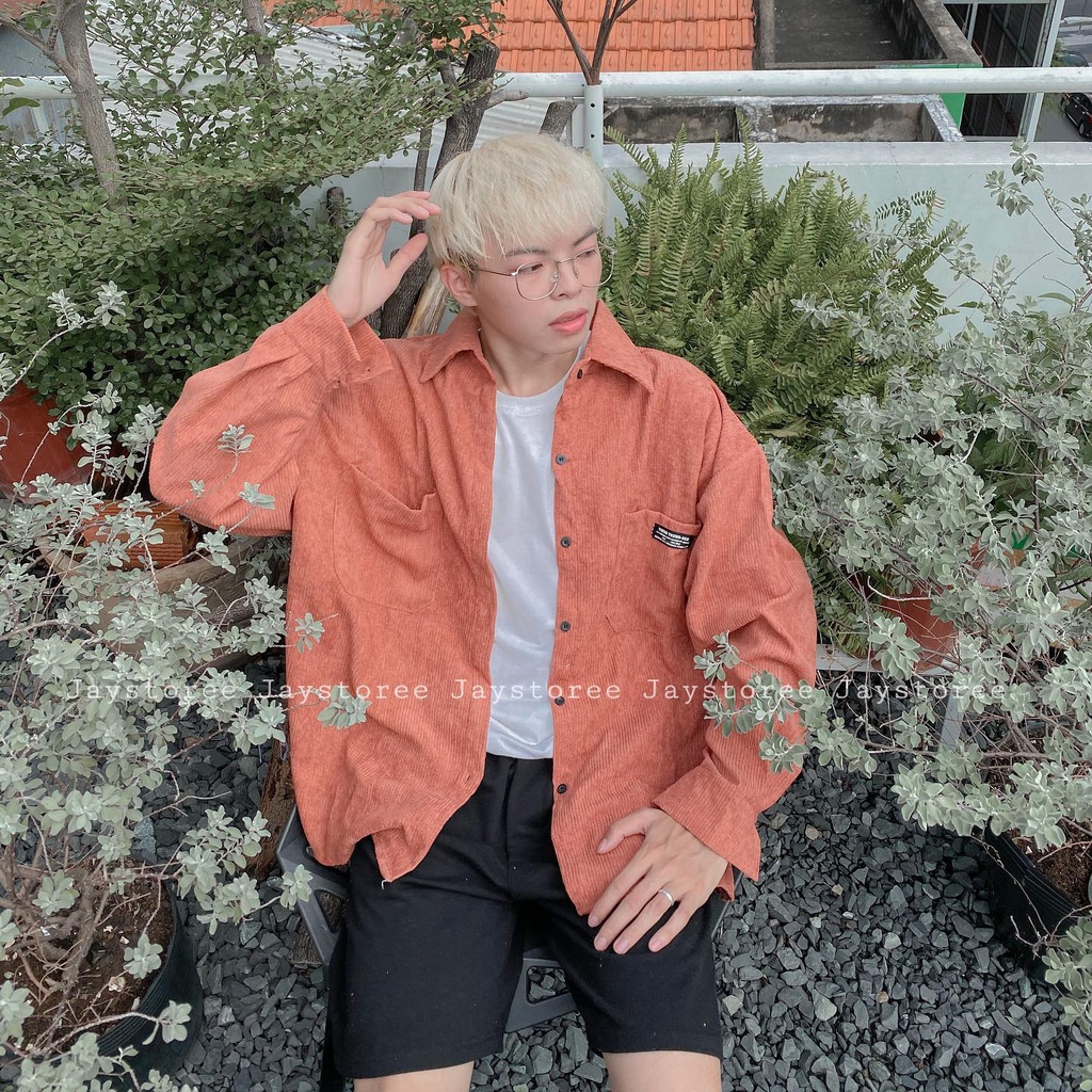Áo sơmi nhung gân/Áo sơmi khoác ngoài form rộng Nam nữ unisex JEJUL