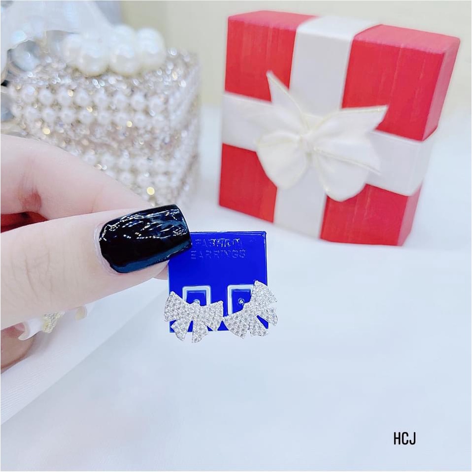 Khuyên tai nữ bạc thật, bông tai nơ dáng mới đeo siêu xinh - Kho sỉ bạc Nhất Linh