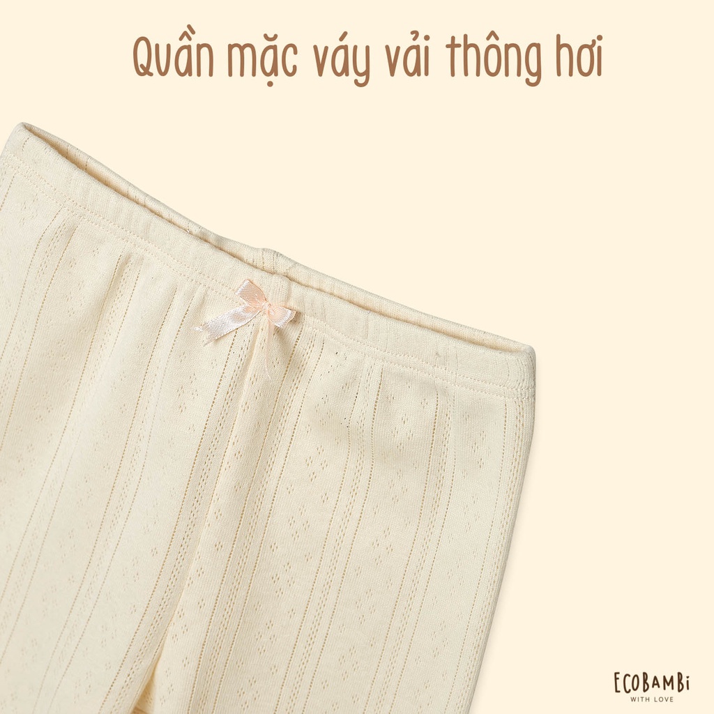 Quần lót boxer thông hơi, bảo hộ mặc váy, chống cuộn, shorts ngủ kiểu dệt Jacquard bé gái Ecobambi