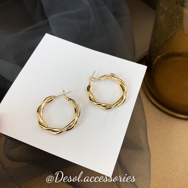 Khuyên tai, bông tai Twisted vòng tròn xoắn ER062 Desol.accessories