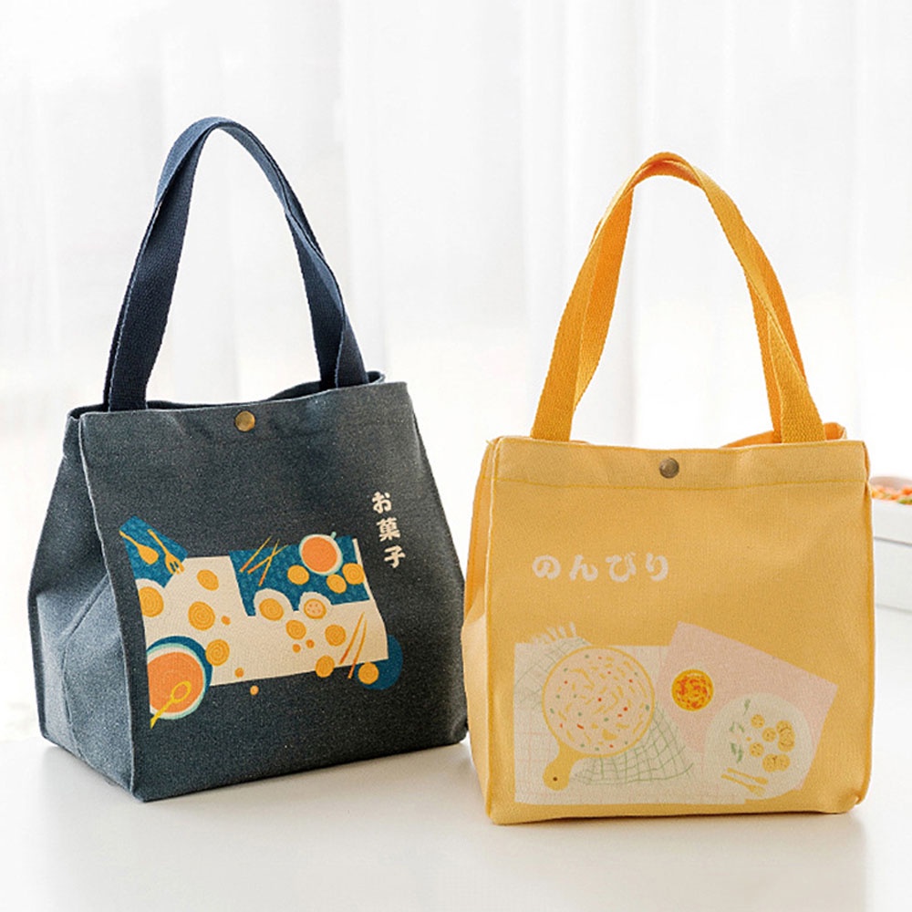 Túi đựng hộp cơm trưa bằng vải canvas thiết kế nhỏ gọn dễ thương tiện dụng mang theo du lịch/ dã ngoại cho nữ