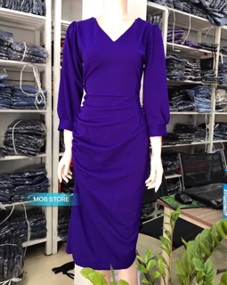 ĐẦM BODY TAY DÀI XẾP LI