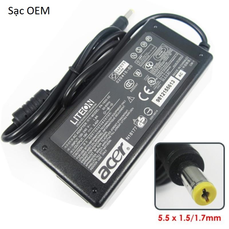 Sạc Laptop Acer 19V–3.42A – 65W (Adapter Acer 3.42a )