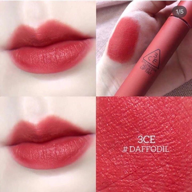 Son Kem Lì 3CE Velvet Lip Tint #DAFFODIL (Đỏ Đất) Chính hãng