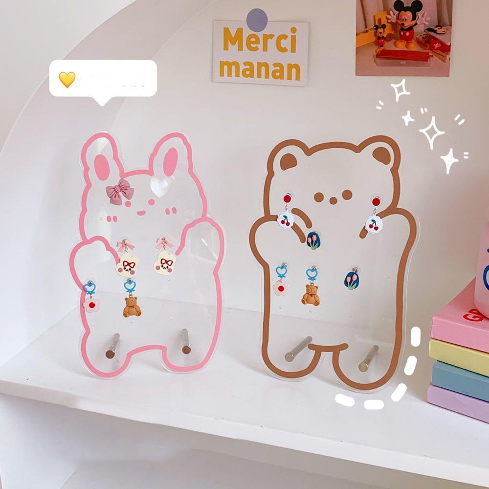 ANEMONE Giá Treo Trưng Bày Bông Tai Bằng Acrylic Trong Suốt Thắt Nơ Phong Cách Hàn Quốc