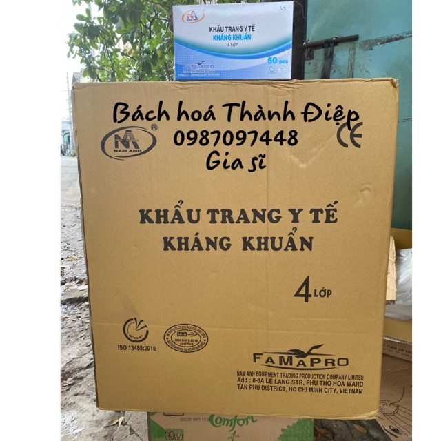 Nguyên Thùng khẩu trang 4 lớp than hoạt tính Nam anh ( 1 thùng 50 hộp /1 hộp 50 cai )