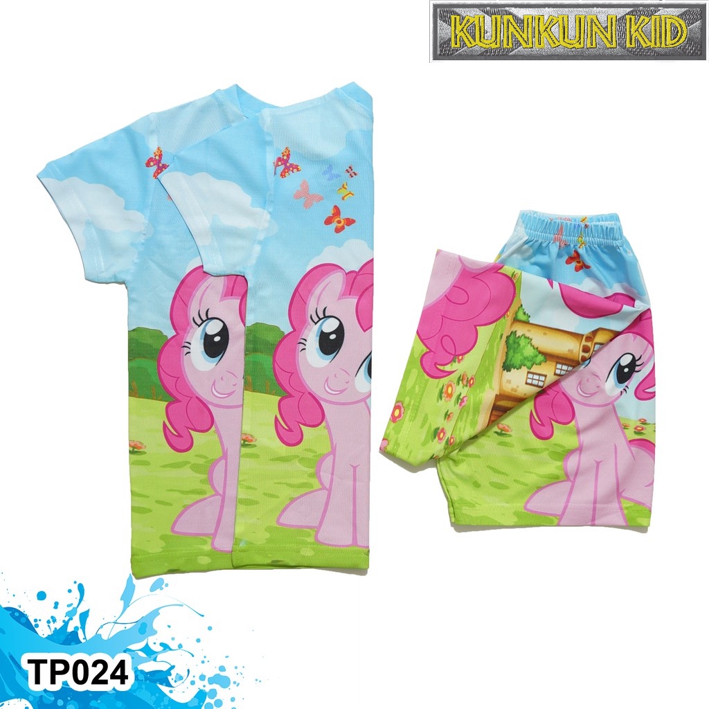 Đồ bộ bé gái hình ngựa pony cộc tay size từ 10-40kg thun lạnh thoáng mát KunKun TP024