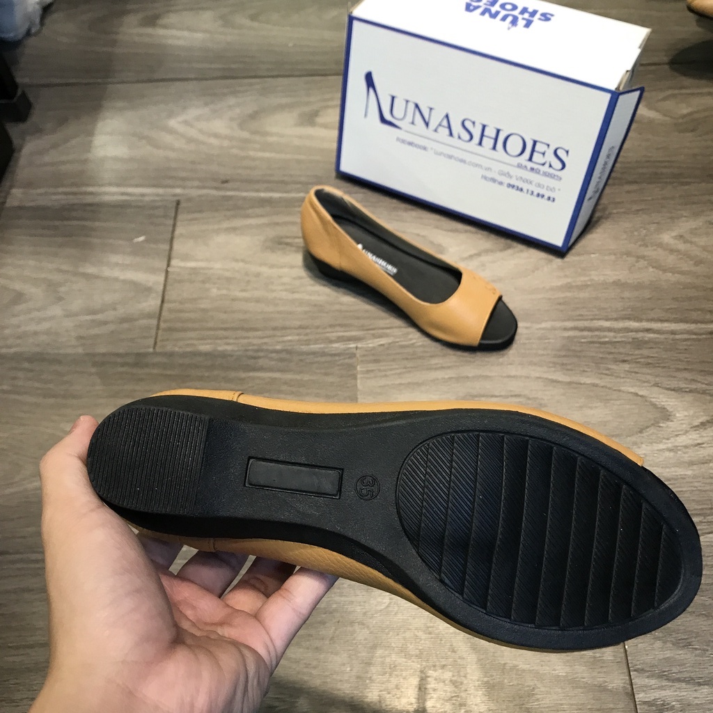 Giày đế xuồng nữ 3p mũi tròn da bò mềm 100% bảo hành 2 năm 1 đổi 1 LUNASHOES 25808 đi êm chân, dễ phối đồ, thời trang