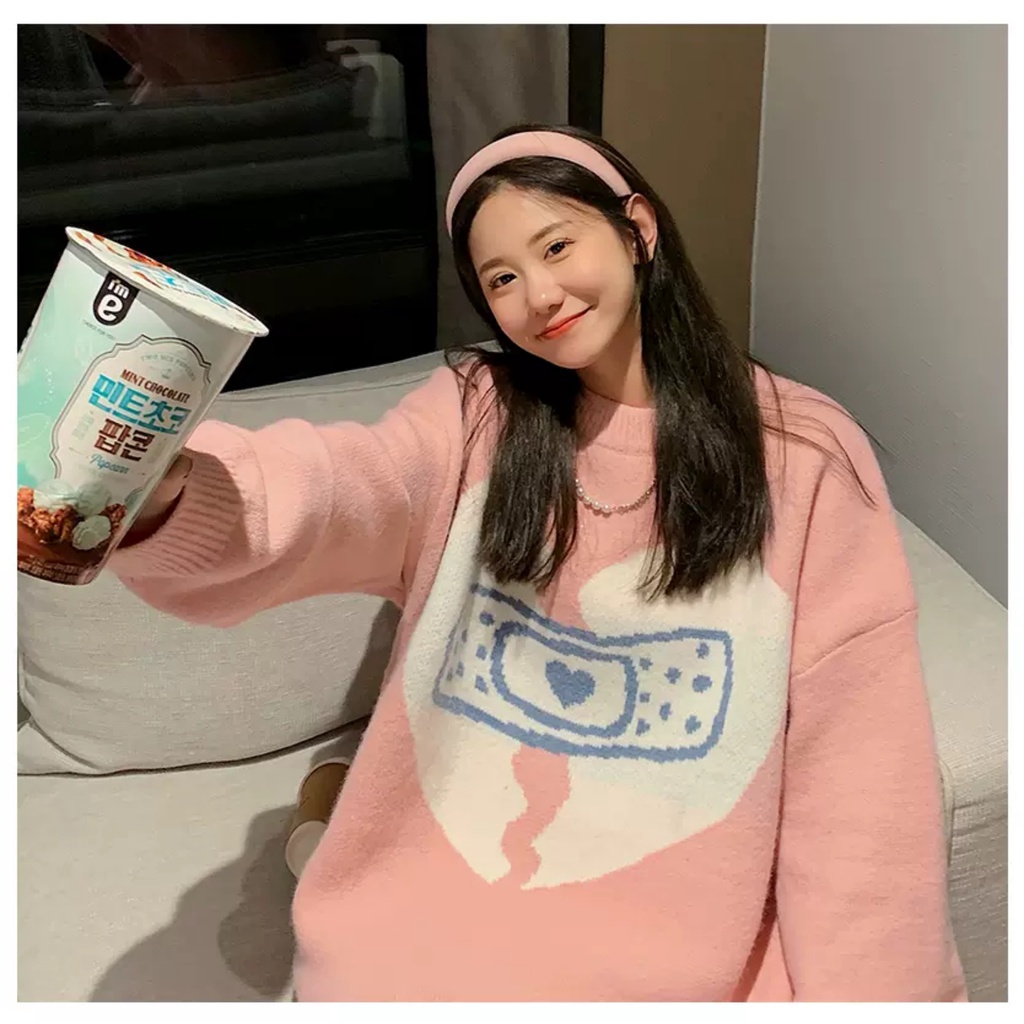 Áo len cặp đôi trái tim tình yêu chữ unisex nam nữ