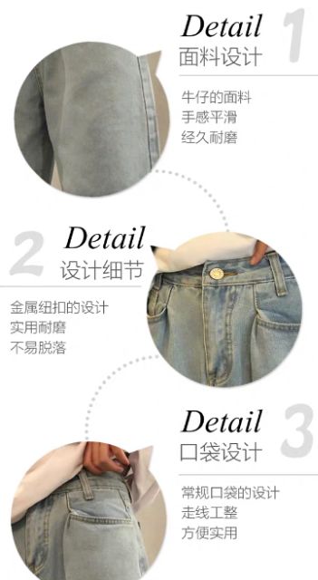 Quần jeans ngắn ống rộng hàng order quảng châu