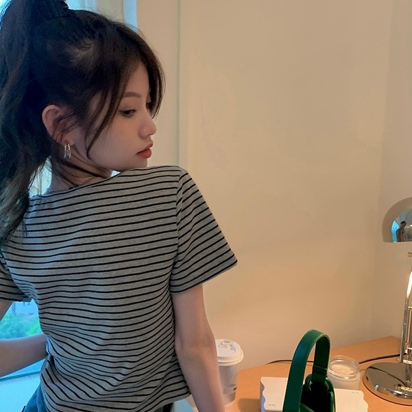 Áo thun ZHELIHANGFEI tay ngắn giả hai lớp phong cách quyến rũ