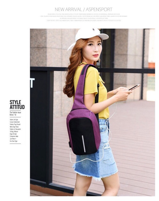 [HÀNG NHẬP]Túi đeo chéo Unisex vừa IPAD chống trộm chống nước cao cấp 2018