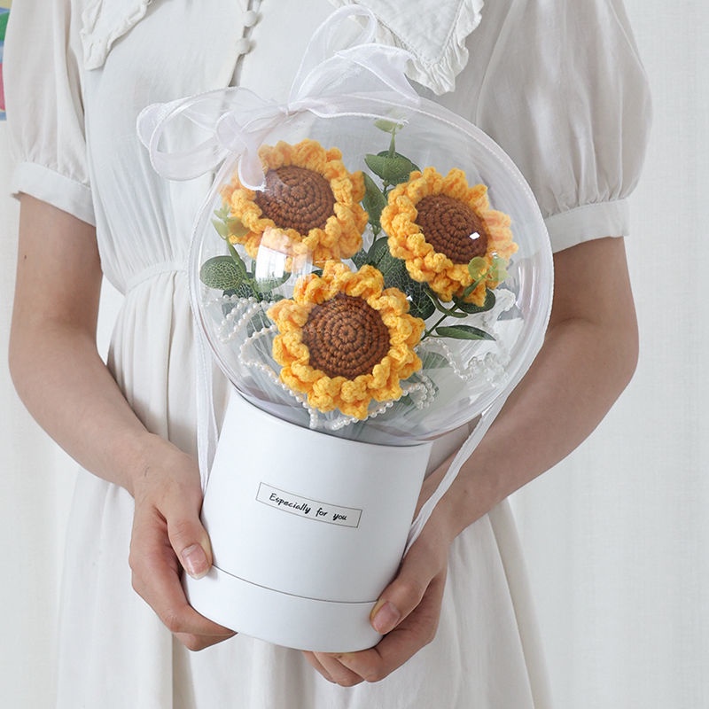 [Không Hoàn Thiện Sản Phẩm] Hộp Quà Tặng Valentine Bằng Len Dệt Kim Cotton Sữa Hoa Hướng Dương Ôm Dáng Hoa Hồng Cho Nữ