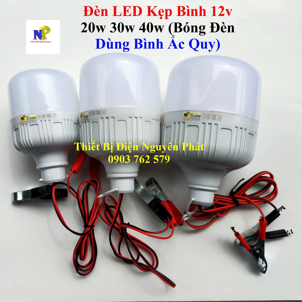 [Nguyên Phát] Đèn LED Kẹp Bình 12v 20w 30w 40w (Bóng Đèn Dùng Bình Ắc Quy)