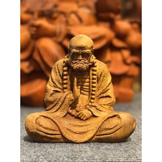 TƯỢNG ĐẠT MA SƯ TỔ NGỒI THIỀN LÀM BẰNG GỖ BÁCH THƠM - TẶNG VÒNG ĐEO TAY -TẶNG VÒNG ĐEO TAY