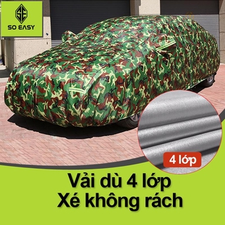 Bạt phủ xe hơi,áo trùm ô tô vải dù xé không rách màu lính 4 đến 7chỗ,lớp phản quang chống nóng,mưa,chống xước sơn_BPXL