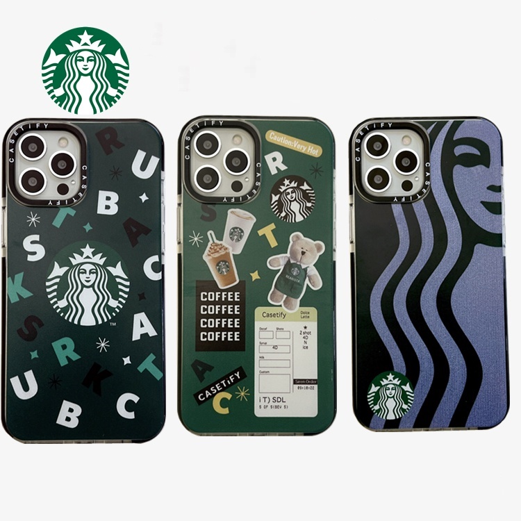 Starbucks CaseTify Coffee Bearista Green Sticker Casing For iPhone 7 8 Plus X XS XR 11 13Pro 12 13 Pro Max Soft TPU Case Cover