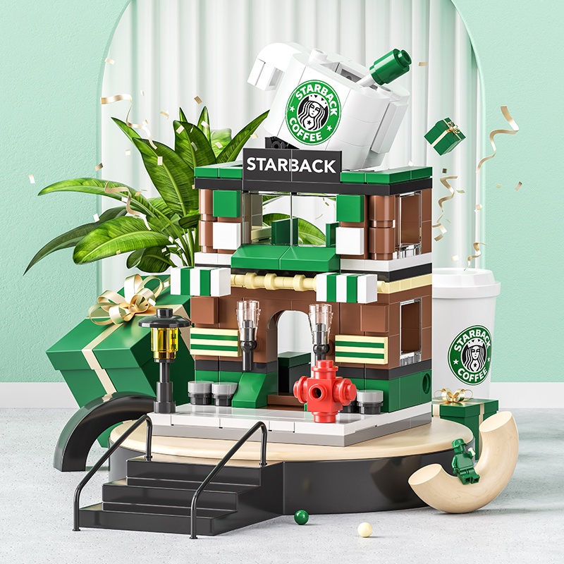 Đồ chơi lắp ráp mô hình khối xây dựng cửa hàng thương hiệu nổi tiếng thế giới City Street View Series quà tặng cho bé