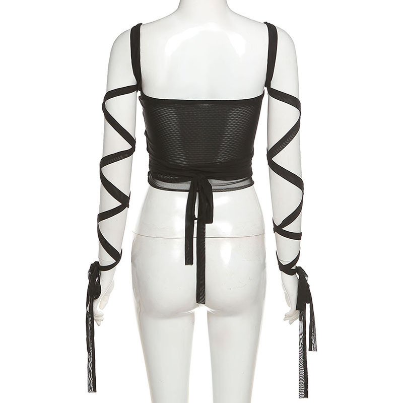 Áo Dây Phối Lưới Thiết Kế Mới Thời Trang Mùa Hè Dành Cho Nữ