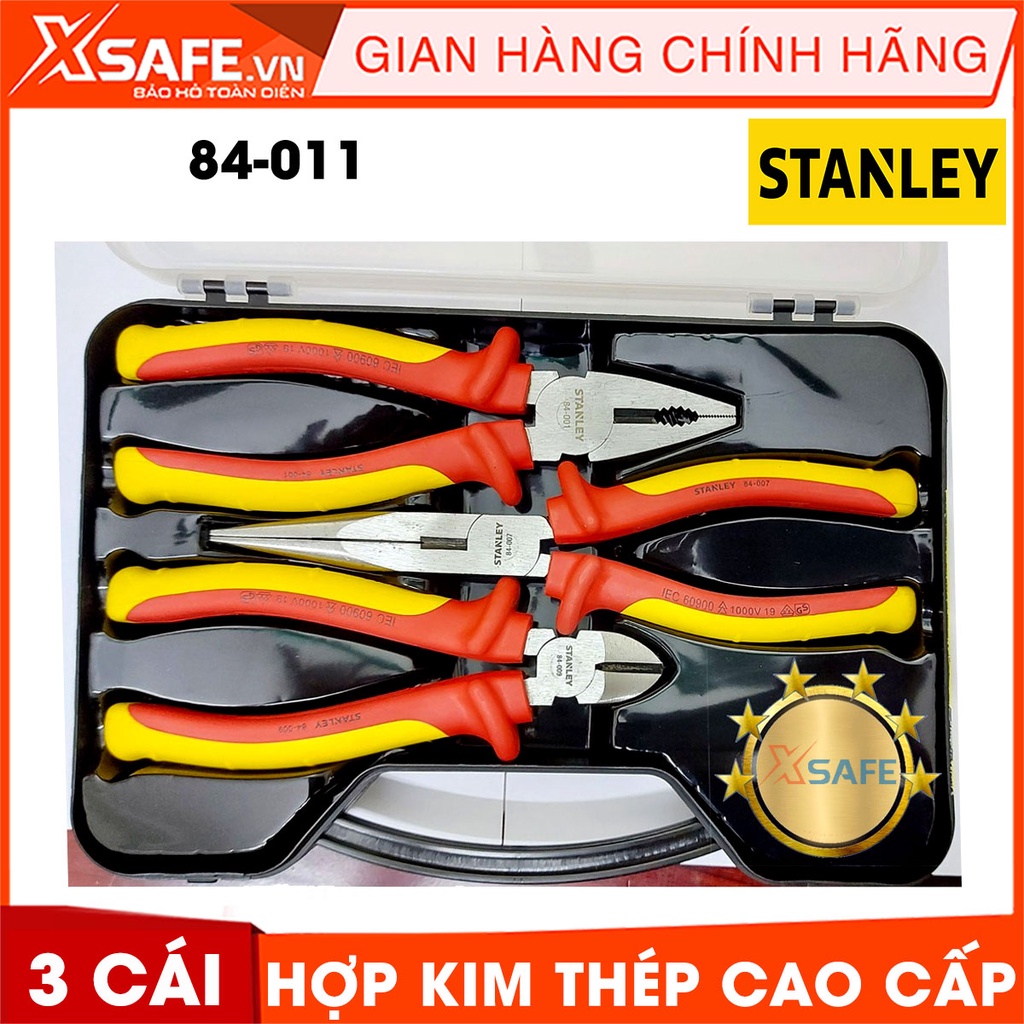 Kềm bộ 3 cái VDE STANLEY 84-011 hợp kim thép cao cấp Kìm Stanley bọc lớp cách điện 1000V, chịu lực chịu nhiệt tốt