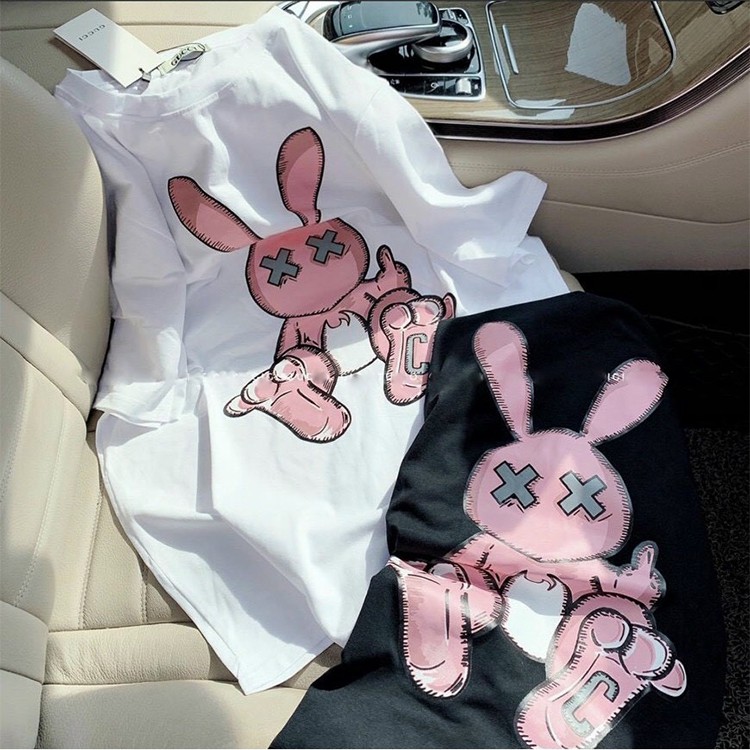 Áo Phông Thun Thỏ Hồng In 3D Chất Cotton Siêu Co Dãn Siêu Thoáng Mát