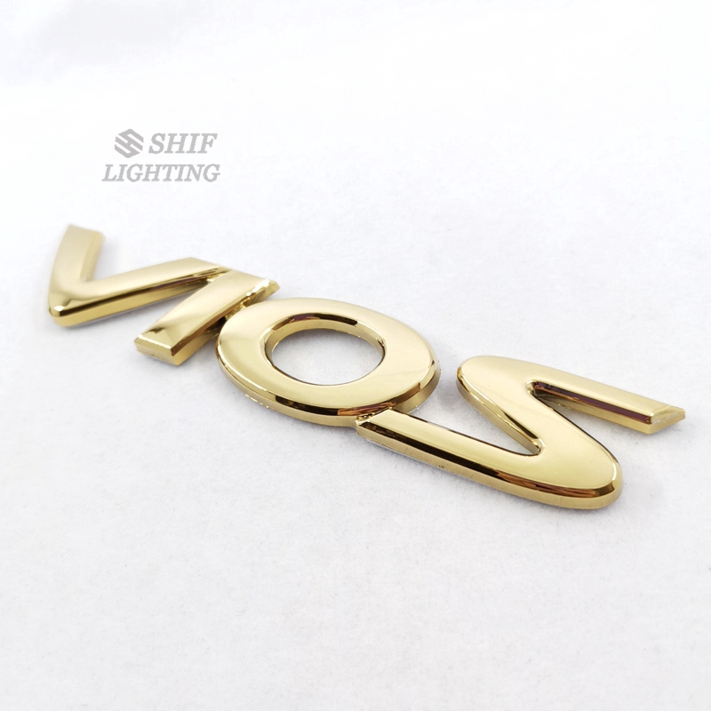 Sticker làm từ ABS màu vàng đồng hình logo chữ VIOS dùng dán trang trí thay thế cho xe hơi TOYOTA